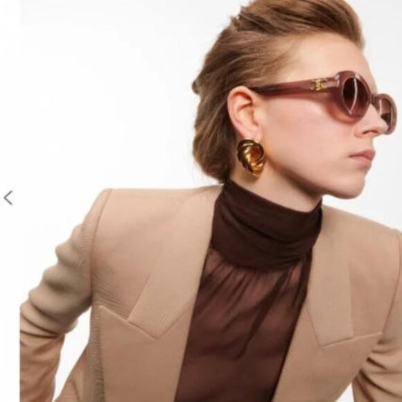 CELINE Triomphe 01 Sunglasses In Acetate BROWN CRYSTAL - Picture 1 of 5